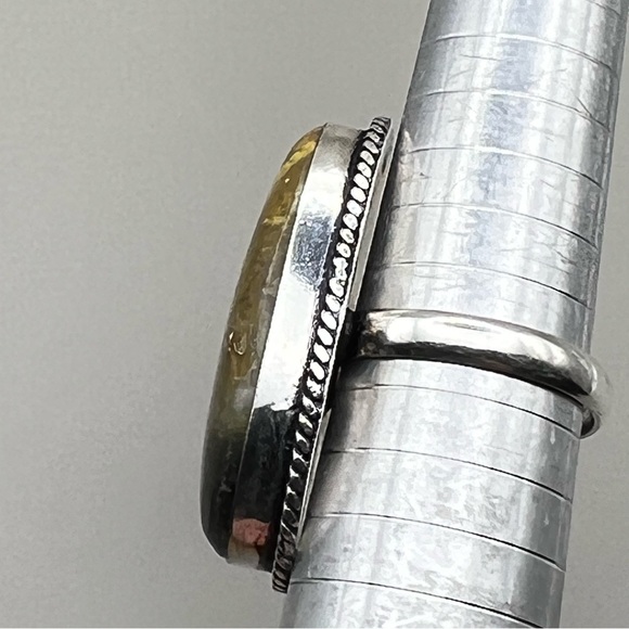 New Bumble Bee Jasper Stone Silver Overlay Ring Size 8.75 - 9 Bumblebee - Picture 4 of 7